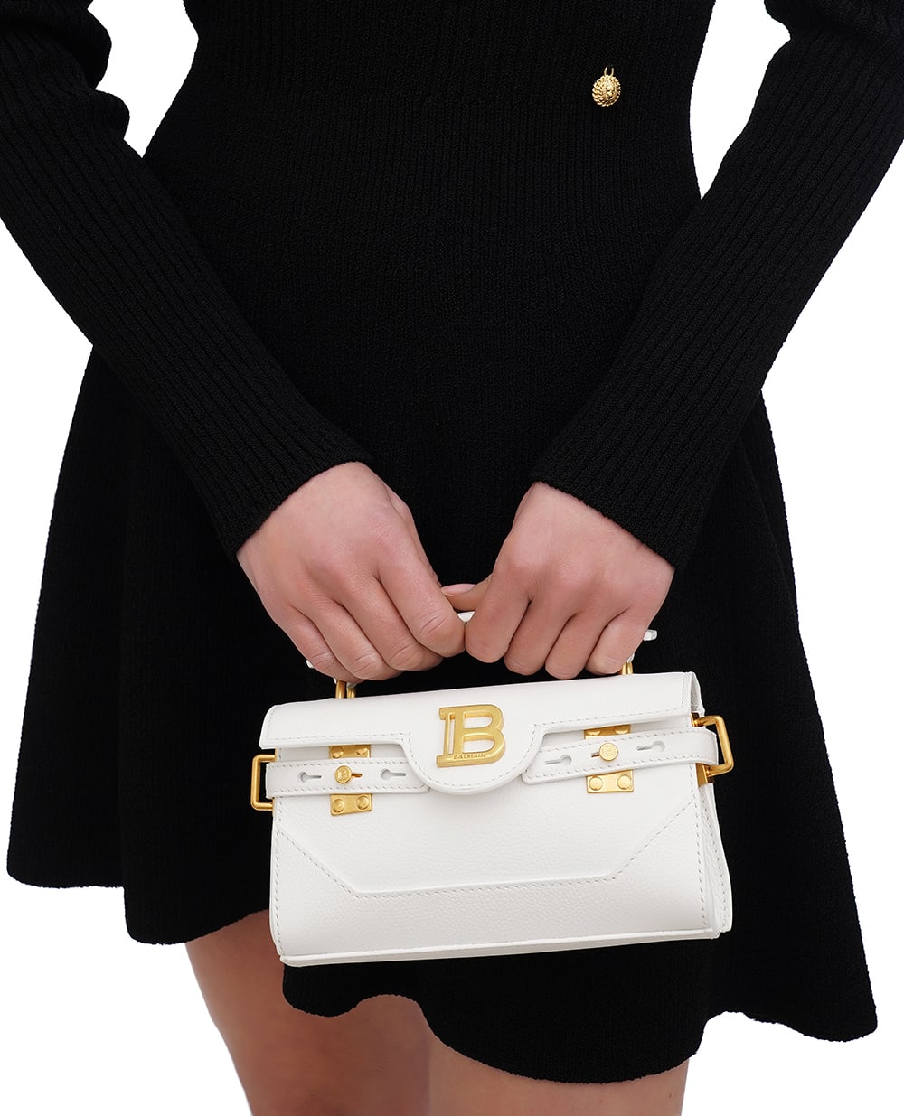 Кожаная сумка B-Buzz 19 Balmain EN1AE742LPOS, белый цвет • Купить в интернет-магазине Kameron