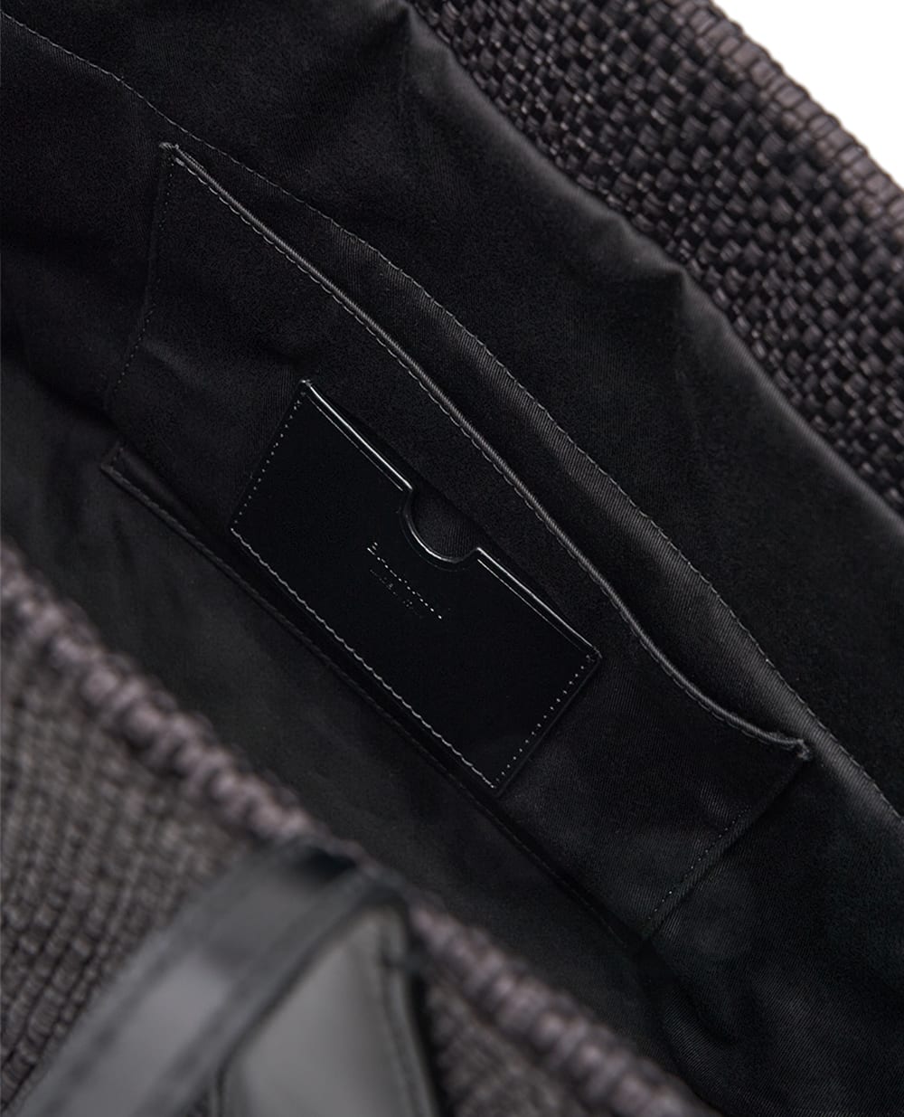 Сумка-шоппер из рафии и телячьей кожи Balmain GN1FI015TRAA, черный цвет • Купить в интернет-магазине Kameron