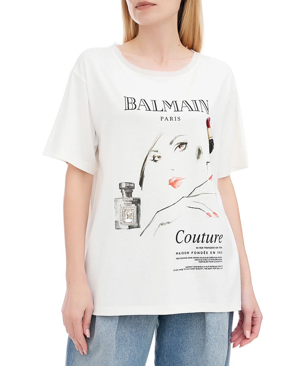 Футболка Balmain EF0EG129GE86, білий колір • Купити в інтернет-магазині Kameron