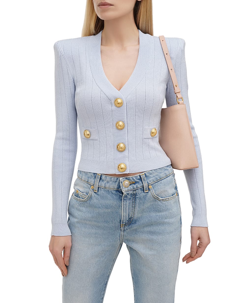 Кардиган Balmain DF1KL007KB07, голубой цвет • Купить в интернет-магазине Kameron