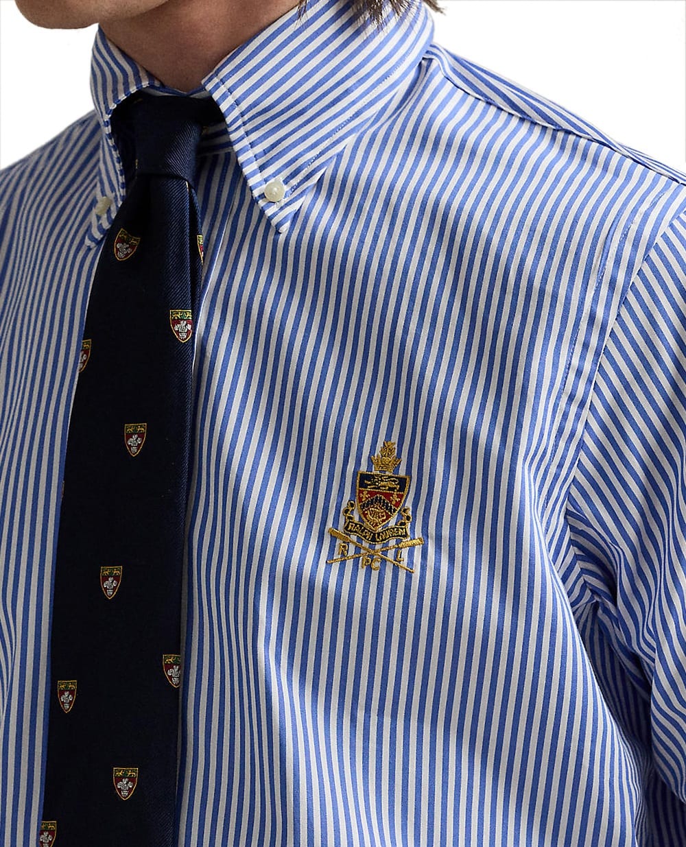 Рубашка в полоску Crest Polo Ralph Lauren 710965413001, синий цвет • Купить в интернет-магазине Kameron