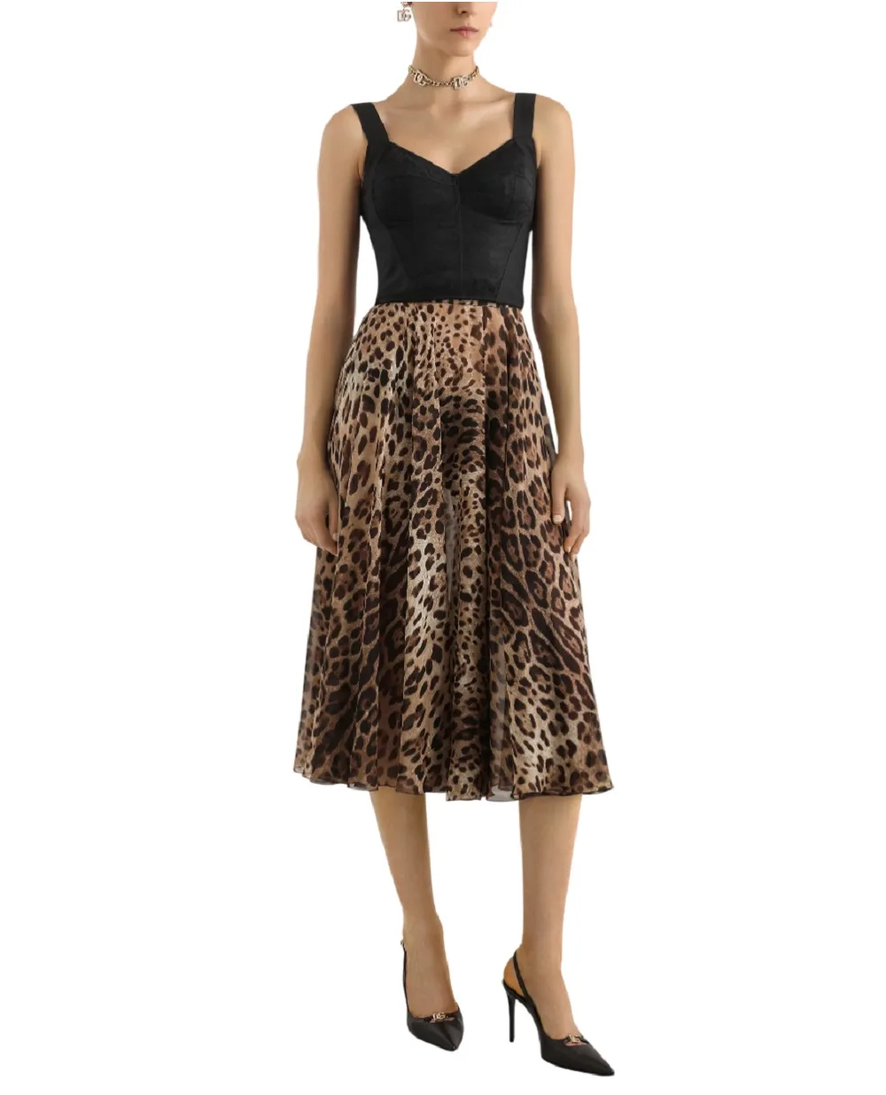 Бюстье из корсетной жаккардовой ткани и кружева Dolce&Gabbana F7T19T-GDCLQ, черный цвет • Купить в интернет-магазине Kameron