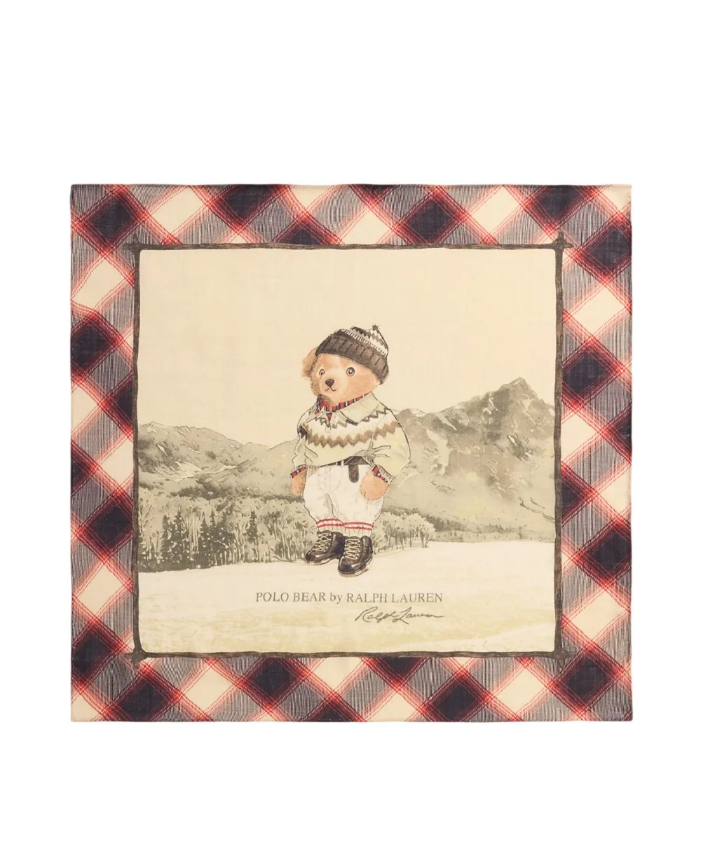 Платок Polo Bear из шерсти и шелка Polo Ralph Lauren 455P04665001, бежевый цвет • Купить в интернет-магазине Kameron