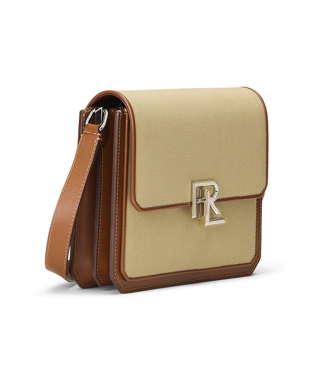 Сумка-кроссбоди из холста и кожи Ralph Lauren Collection 435968250001, бежевый цвет • Купить в интернет-магазине Kameron
