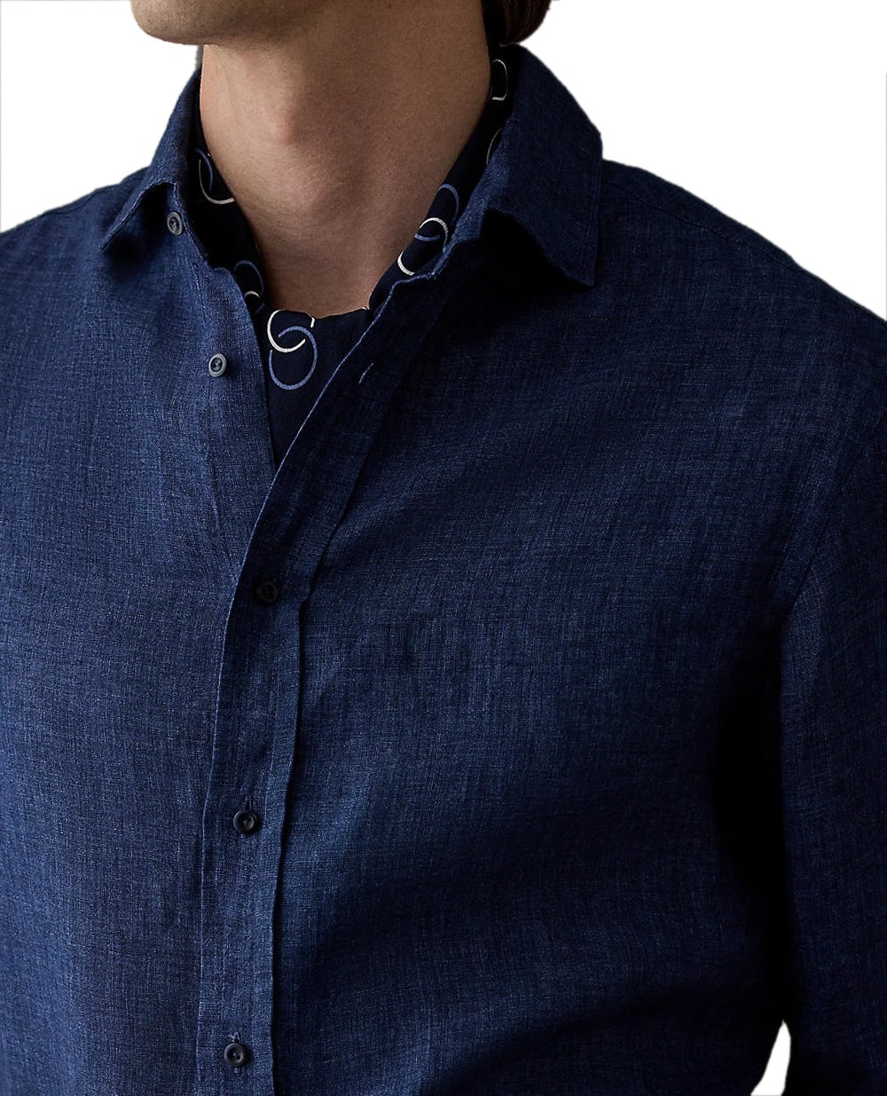 Льняная рубашка Ralph Lauren Purple Label 790964234001, темно-синий цвет • Купить в интернет-магазине Kameron