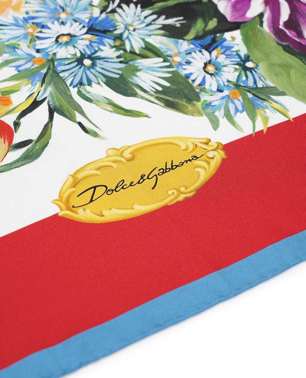 Платок из шелка с цветочным принтом Dolce&Gabbana FN090R-GDC7C, белый цвет • Купить в интернет-магазине Kameron
