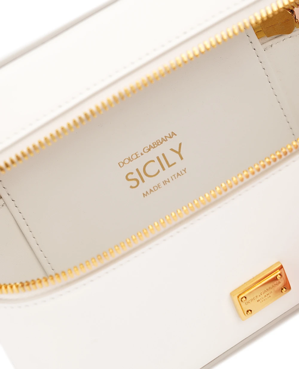 Кожаная сумка Sicily Dolce&Gabbana BB7800-B7321, белый цвет • Купить в интернет-магазине Kameron