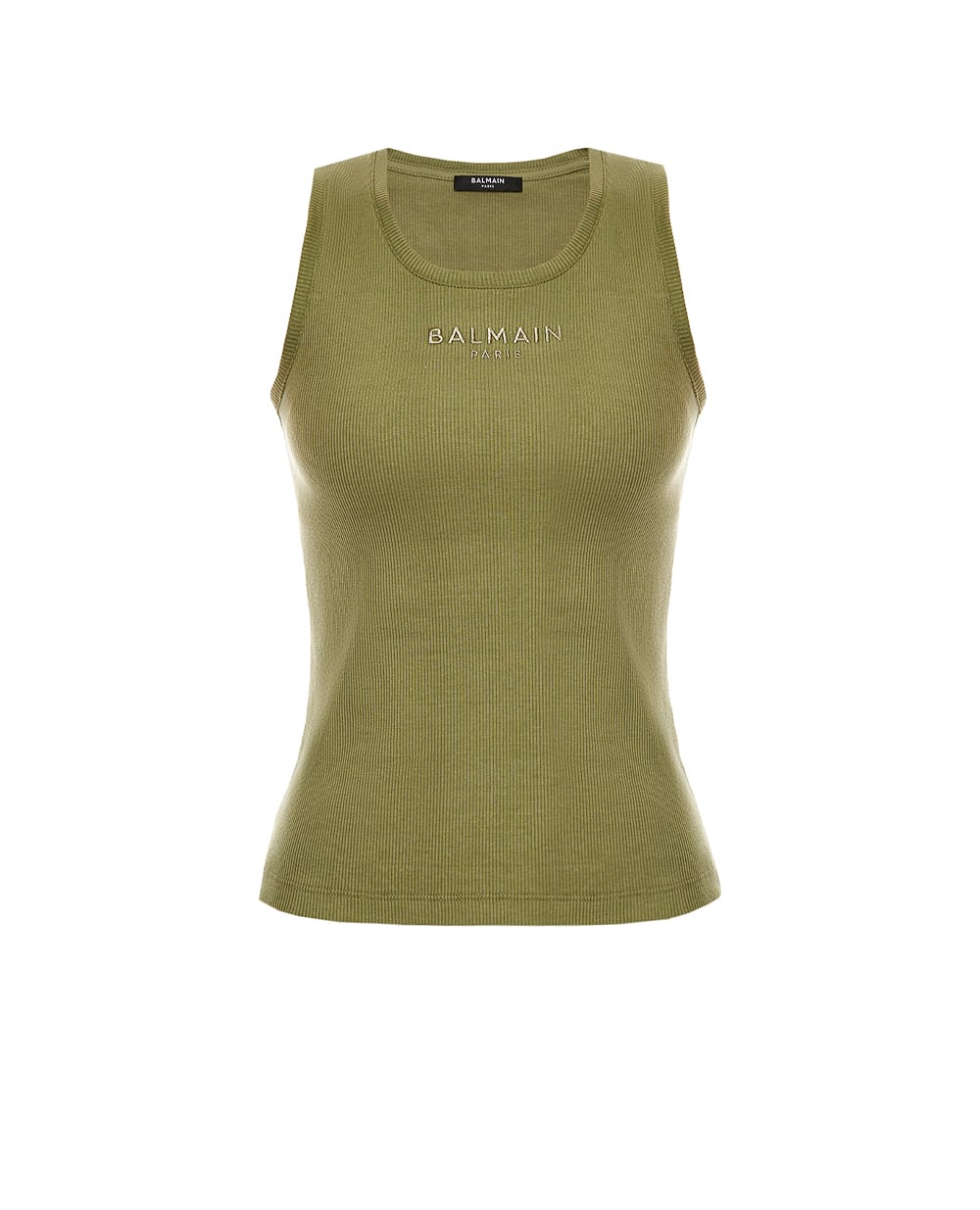 Майка в рубчик Balmain GF0EB075BD10, хаки цвет • Купить в интернет-магазине Kameron