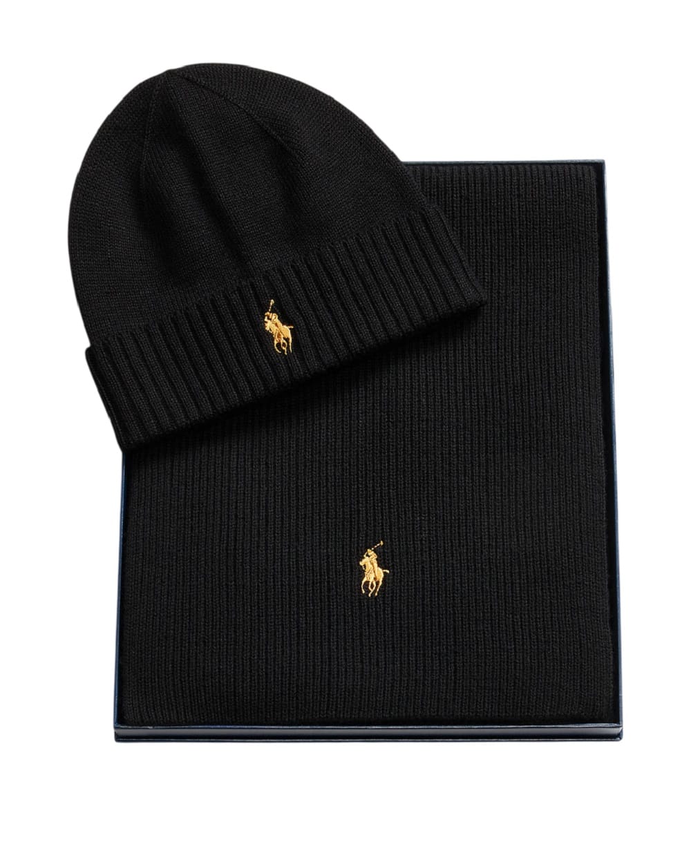 Комплект шапка и шарф из шерсти Polo Ralph Lauren 710951146002, черный цвет • Купить в интернет-магазине Kameron