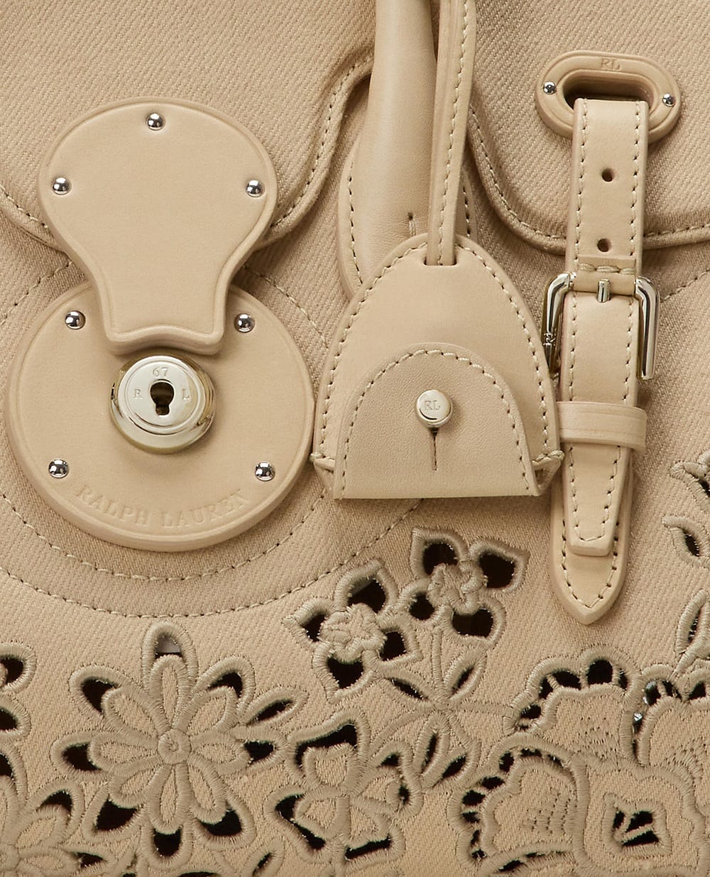 Кожаная сумка Ricky 27 Ralph Lauren Collection 435977806001, бежевый цвет • Купить в интернет-магазине Kameron