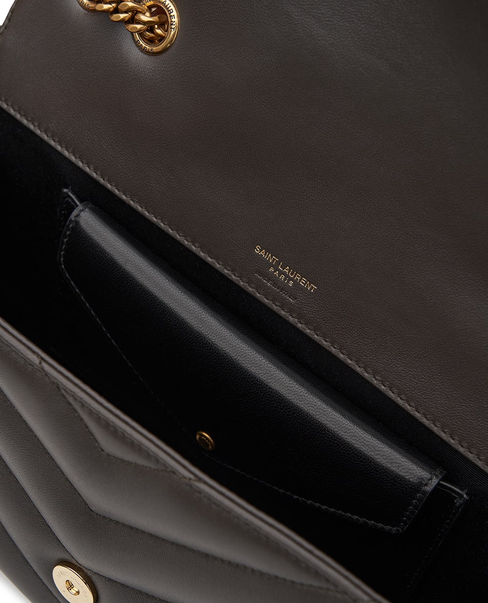 Сумка Loulou Medium из кожи ягненка Saint Laurent 801439-AAEAX, темно-серый цвет • Купить в интернет-магазине Kameron