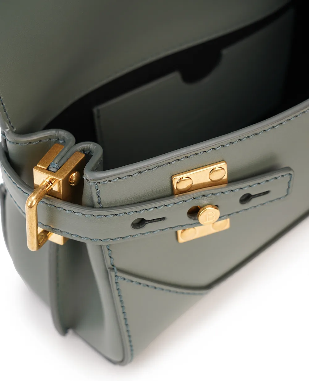 Кожаная сумка B-Buzz 19 Balmain EN1AE742LSLX, зеленый цвет • Купить в интернет-магазине Kameron