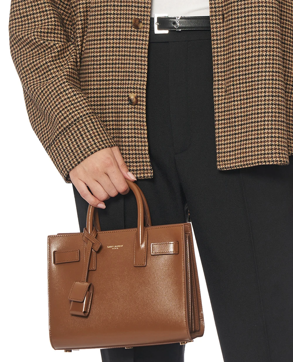 Кожаная сумка Sac de Jour Saint Laurent 392035-02G9W, коричневый цвет • Купить в интернет-магазине Kameron