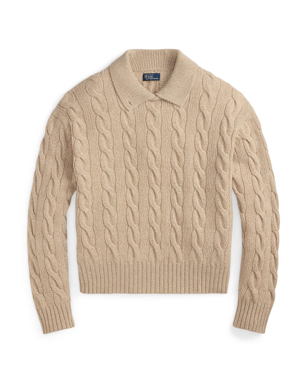 Свитер-поло из шерсти и кашемира Polo Ralph Lauren 211A88632001, бежевый цвет • Купить в интернет-магазине Kameron