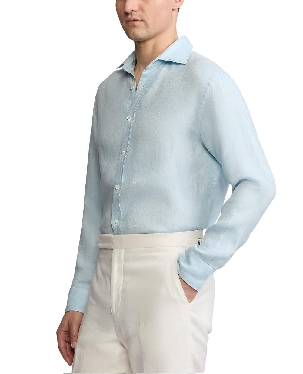 Лляна сорочка Ralph Lauren Purple Label 790964218006, блакитний колір • Купити в інтернет-магазині Kameron