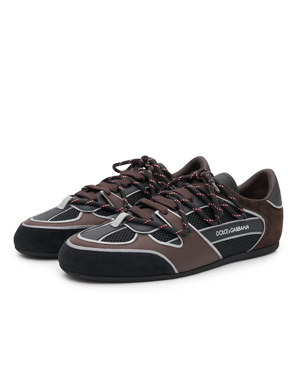 Кроссовки Ginnica Soft из телячьей кожи и замши Dolce&Gabbana CS2448-A0895, коричневый цвет • Купить в интернет-магазине Kameron