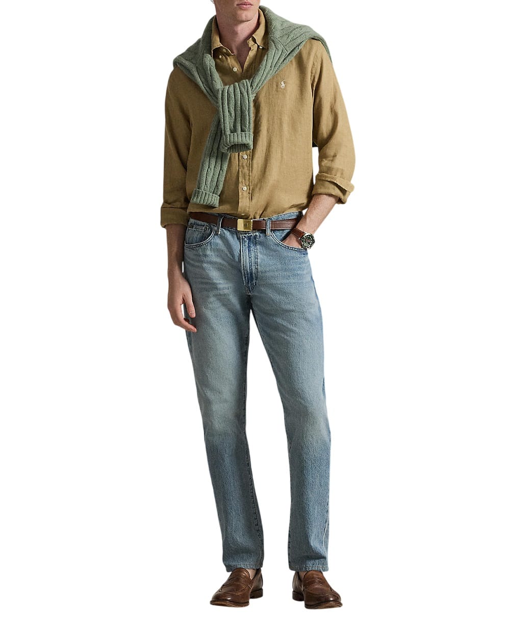 Сорочка з льону Polo Ralph Lauren 710966294511, світло-коричневий колір • Купити в інтернет-магазині Kameron