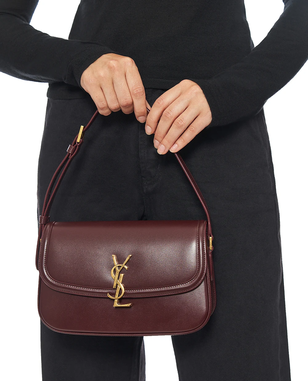 Сумка из кожи Solferino Medium Saint Laurent 832330-0SX0W, бордовый цвет • Купить в интернет-магазине Kameron