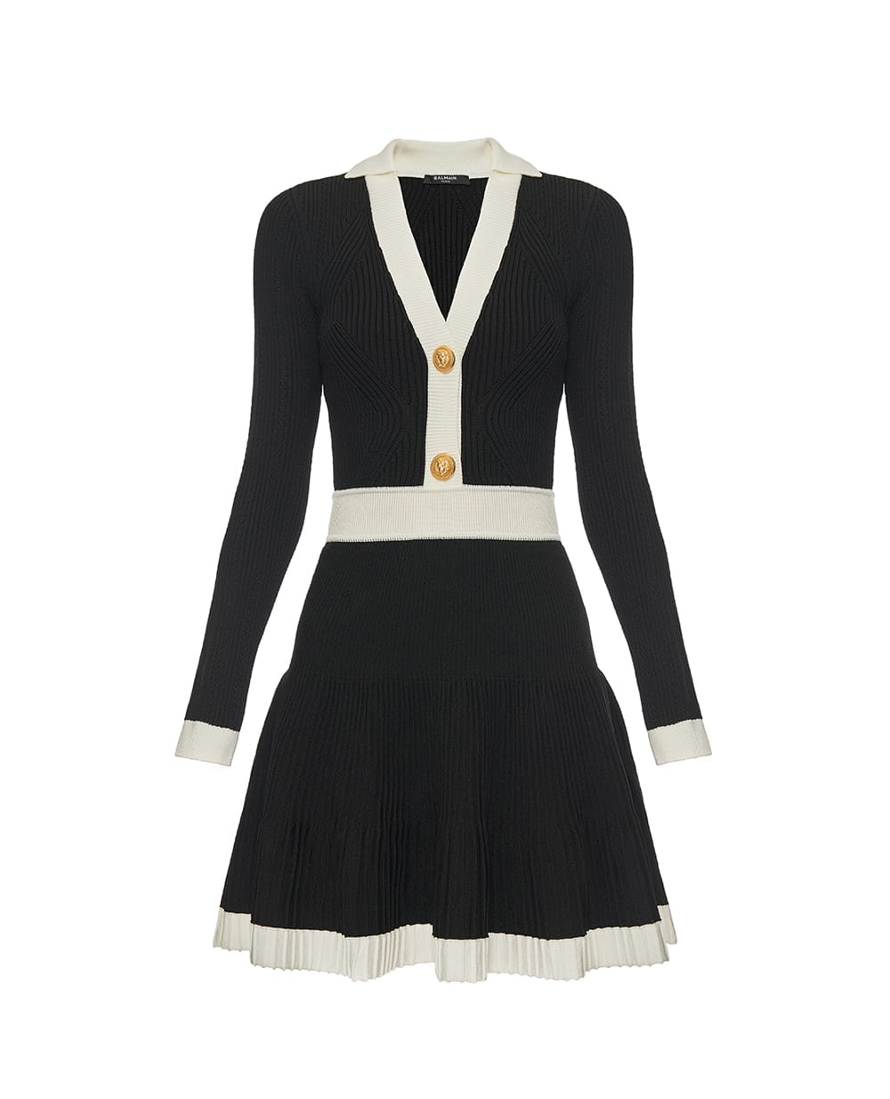 Вязаное мини-платье Balmain FF1R9858KI64, черный цвет • Купить в интернет-магазине Kameron