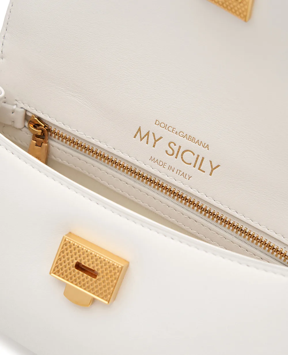 Сумка My Sicily из телячьей кожи Dolce&Gabbana BB7864-B7321, белый цвет • Купить в интернет-магазине Kameron