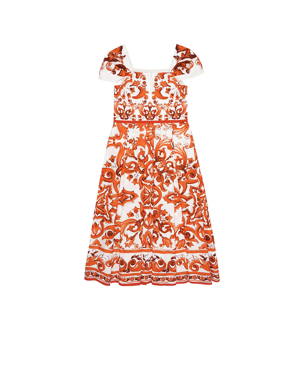 Детское платье в принте Майолика Dolce&Gabbana Kids L54DT6-G7P4J-B, оранжевый цвет • Купить в интернет-магазине Kameron