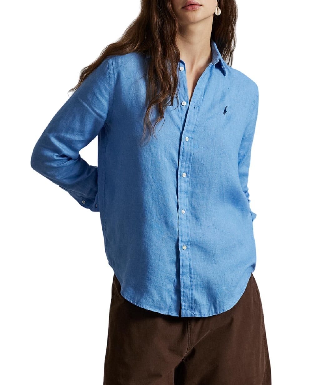 Льняная рубашка Polo Ralph Lauren 211970730510, голубой цвет • Купить в интернет-магазине Kameron