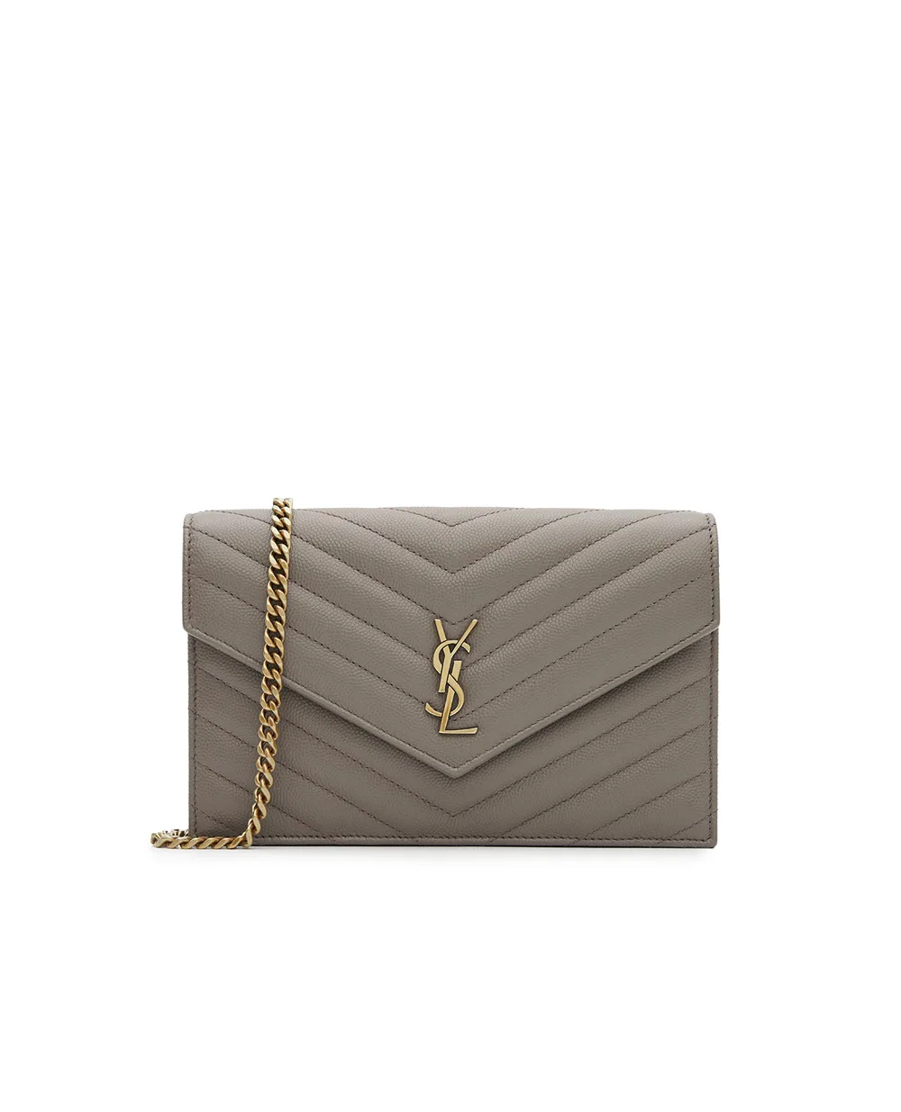 Сумка-конверт Cassandre из телячьей кожи Saint Laurent 862439-AAGA8, светло-коричневый цвет • Купить в интернет-магазине Kameron