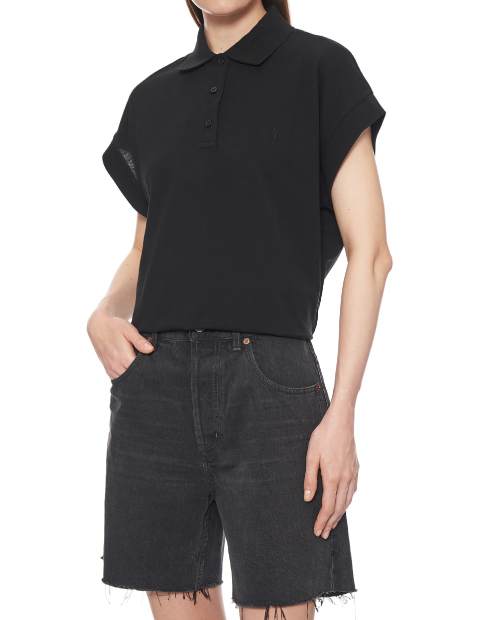 Поло Saint Laurent 824091-Y37HC, чорний колір • Купити в інтернет-магазині Kameron