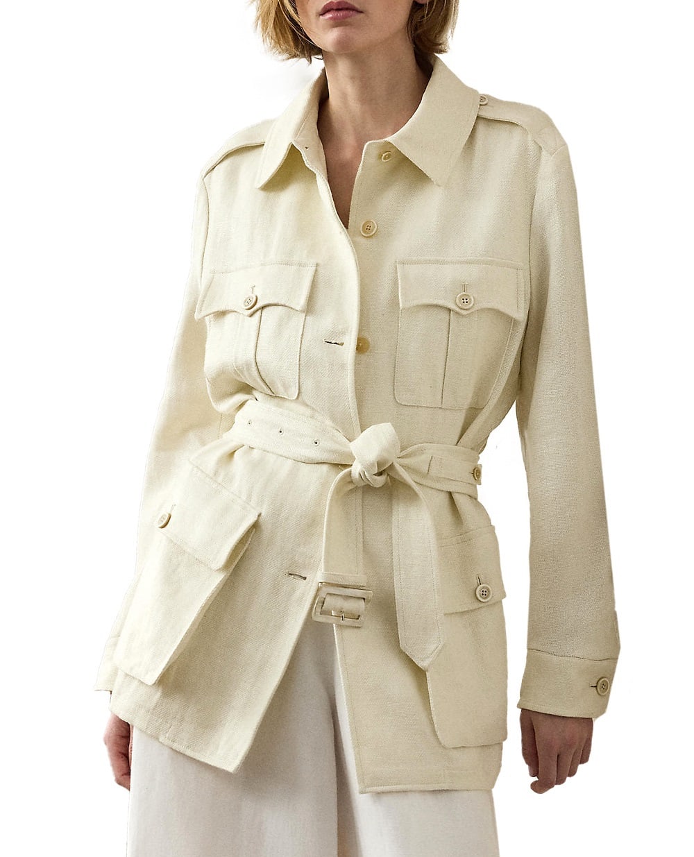 Льняной жакет Ralph Lauren Collection 290975281001, кремовый цвет • Купить в интернет-магазине Kameron