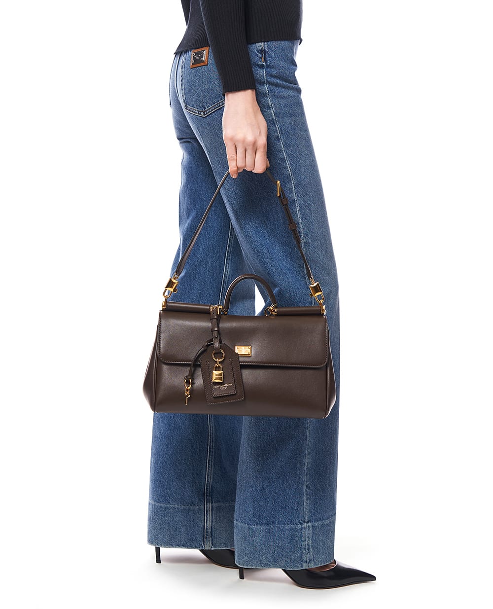 Сумка My Sicily из телячьей кожи Dolce&Gabbana BB7782-B7321, темно-коричневый цвет • Купить в интернет-магазине Kameron