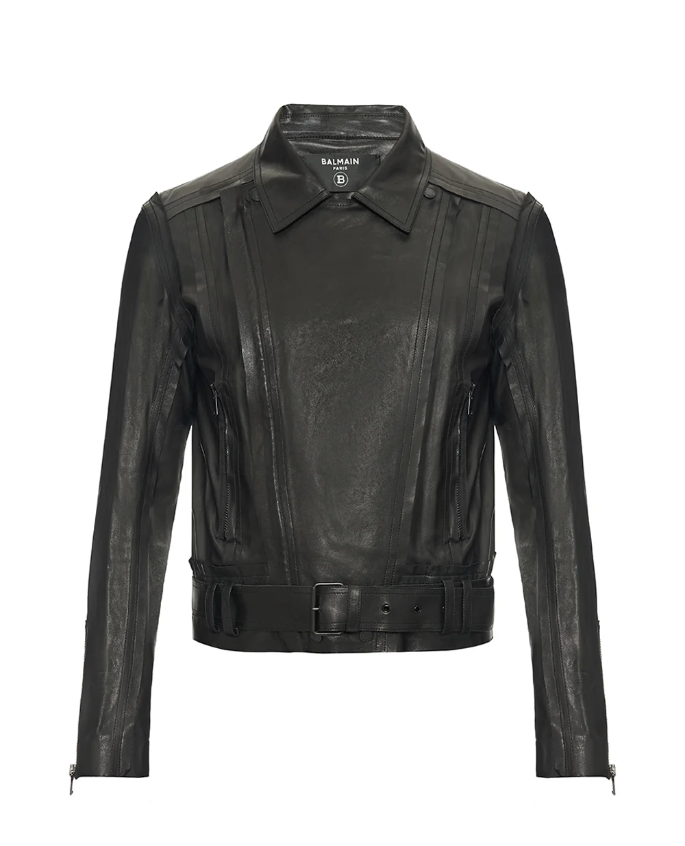 Кожаная куртка Balmain FH1TD625LD63, черный цвет • Купить в интернет-магазине Kameron