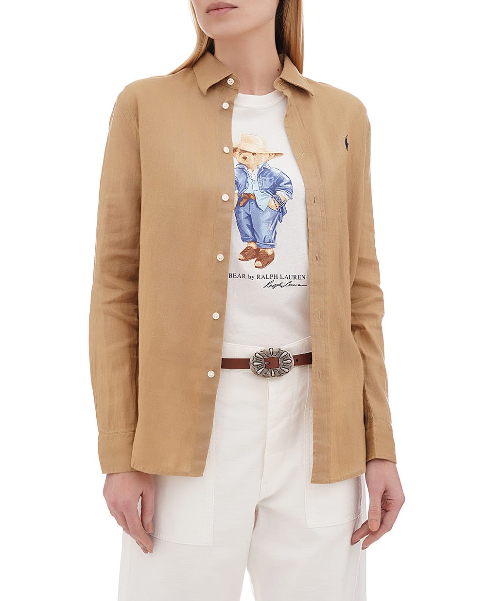 Льняная рубашка Polo Ralph Lauren 211970730005, бежевый цвет • Купить в интернет-магазине Kameron