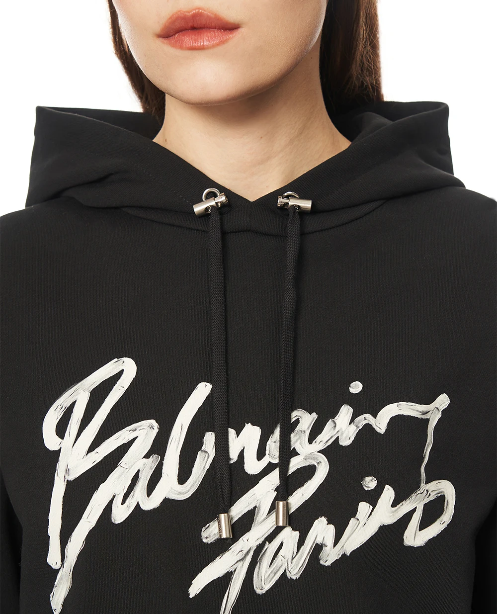 Худи с принтом логотипа и завязками Balmain GF1JR030BD41, черный цвет • Купить в интернет-магазине Kameron