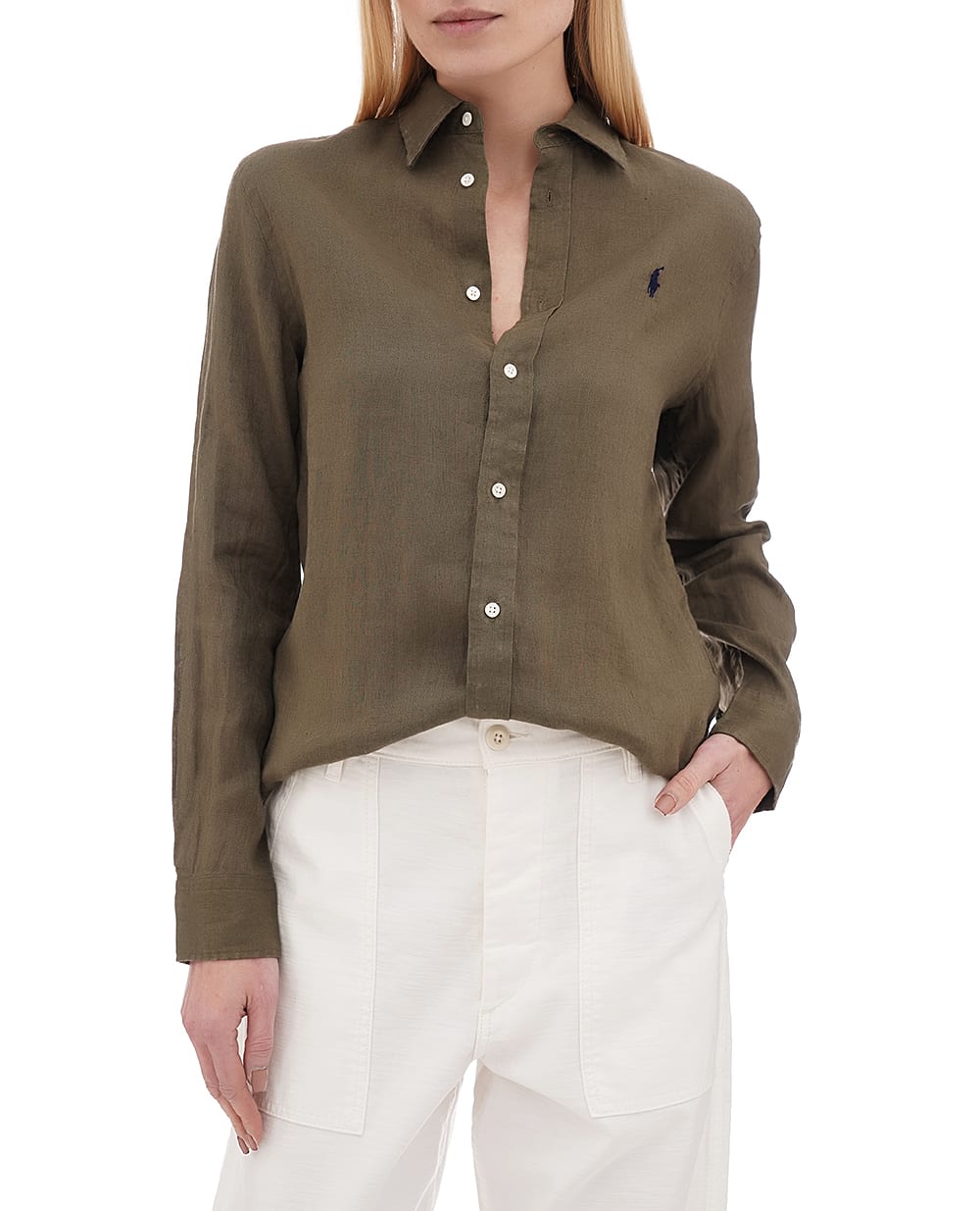 Льняная рубашка Polo Ralph Lauren 211970730004, хаки цвет • Купить в интернет-магазине Kameron