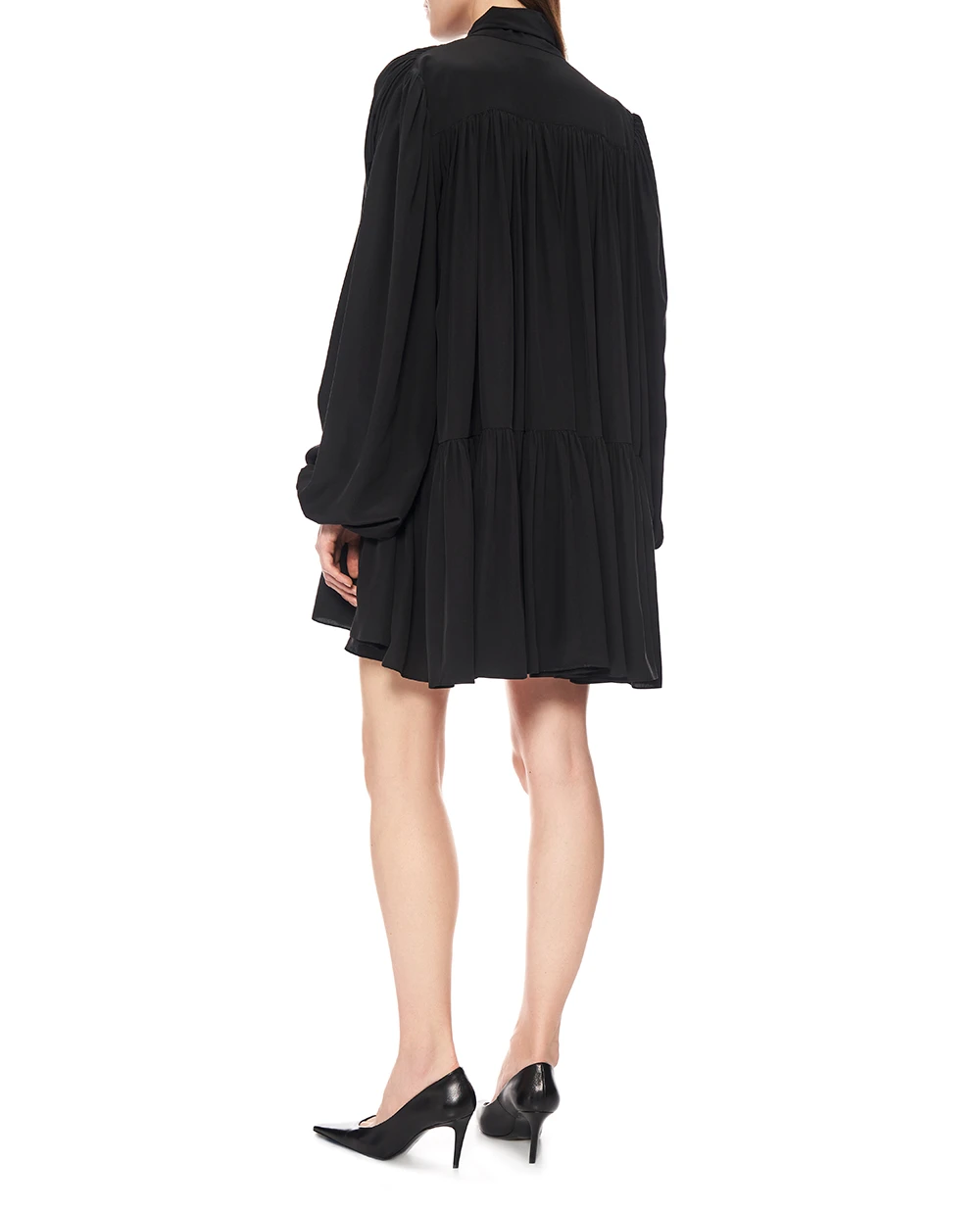 Шелковое платье Lavallière Saint Laurent 832871-Y7K76, черный цвет • Купить в интернет-магазине Kameron