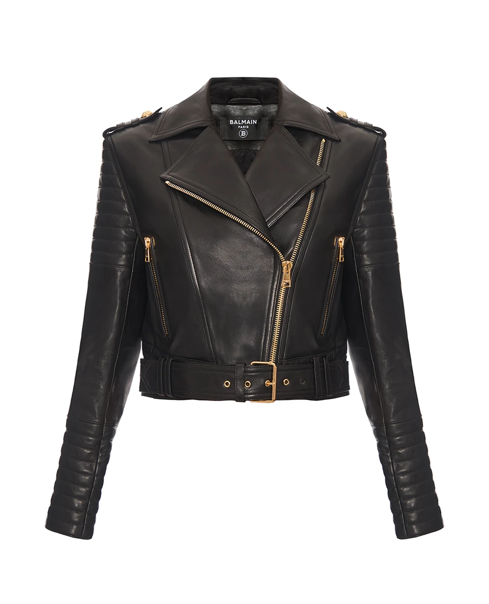 Кожаная куртка Balmain FF1TD207LC62, черный цвет • Купить в интернет-магазине Kameron