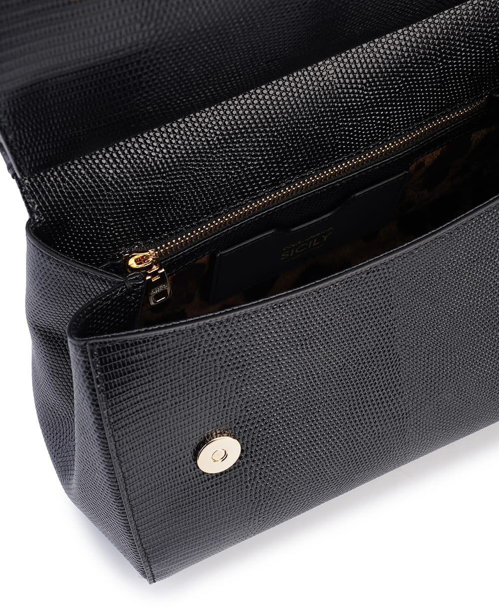 Кожаная сумка Sicily Large Dolce&Gabbana BB6002-A1095, черный цвет • Купить в интернет-магазине Kameron