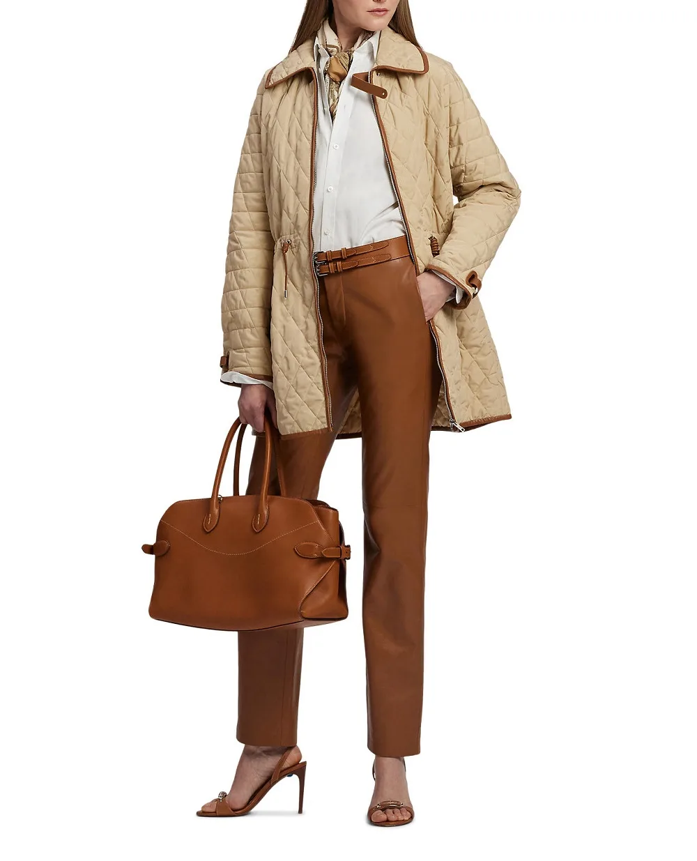 Сумка Ralph из телячьей кожи Ralph Lauren Collection 435P02349001, коричневый цвет • Купить в интернет-магазине Kameron