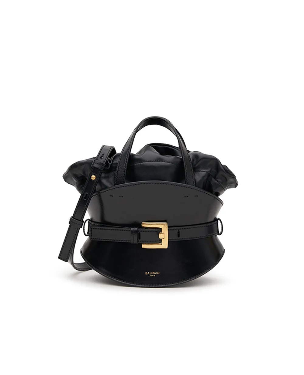 Сумка Shuffle Mini из кожи Balmain FN1DP017LBFO, черный цвет • Купить в интернет-магазине Kameron