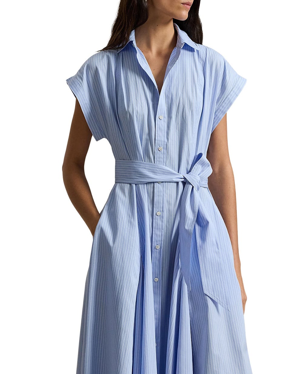 Платье-рубашка в полоску Polo Ralph Lauren 211A96363001, голубой цвет • Купить в интернет-магазине Kameron