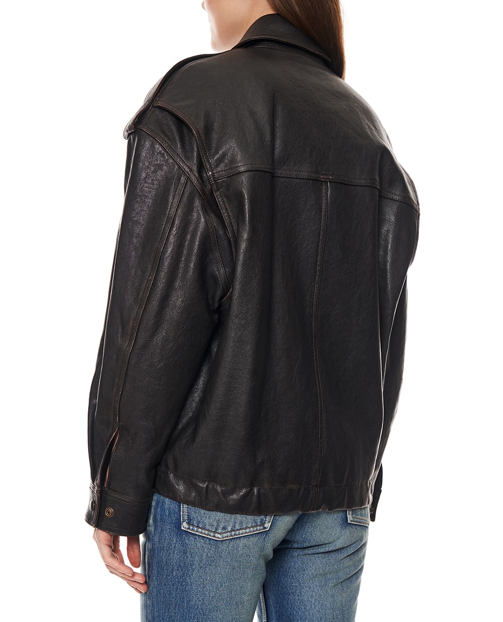 Куртка з овечої шкіри Saint Laurent 858510-YCNX2, темно-коричневий колір • Купити в інтернет-магазині Kameron