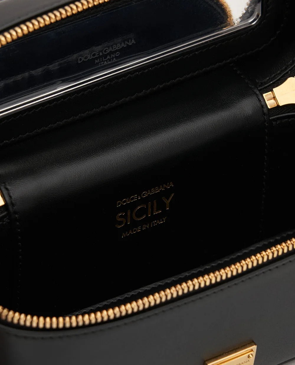 Кожаная сумка Sicily Dolce&Gabbana BB7800-B7321, черный цвет • Купить в интернет-магазине Kameron