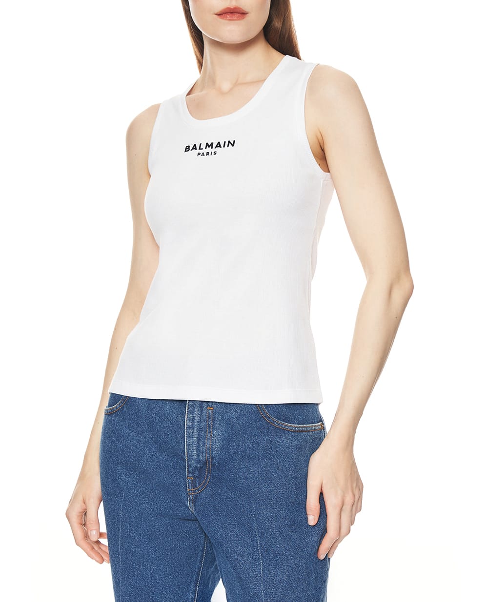 Майка с вышивкой Balmain Paris Balmain HF1EB075BD10, белый цвет • Купить в интернет-магазине Kameron