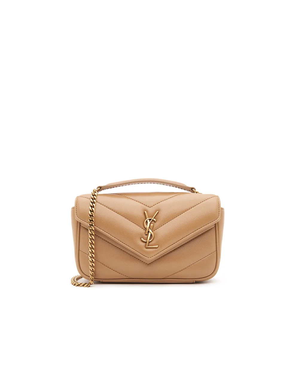 Сумка из кожи Loulou Mini Saint Laurent 821749-AAEAX, бежевый цвет • Купить в интернет-магазине Kameron