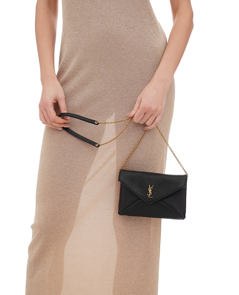 Кожаная сумка Cassandre Chain Pouch Saint Laurent 819271-AACYT, черный цвет • Купить в интернет-магазине Kameron