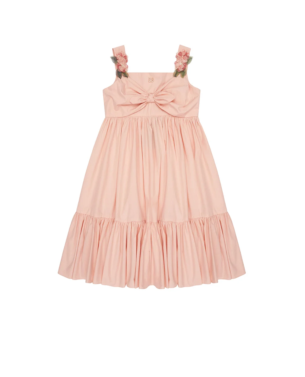 Дитяча сукня з квітковими аплікаціями Dolce&Gabbana Kids L53DN1-FU5V2-B, рожевий колір • Купити в інтернет-магазині Kameron