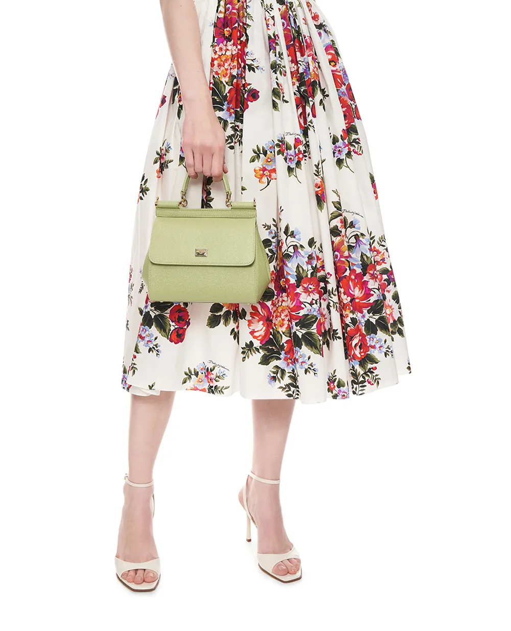 Сумка Sicily Medium из телячьей кожи Dolce&Gabbana BB6003-B1001, светло-зеленый цвет • Купить в интернет-магазине Kameron