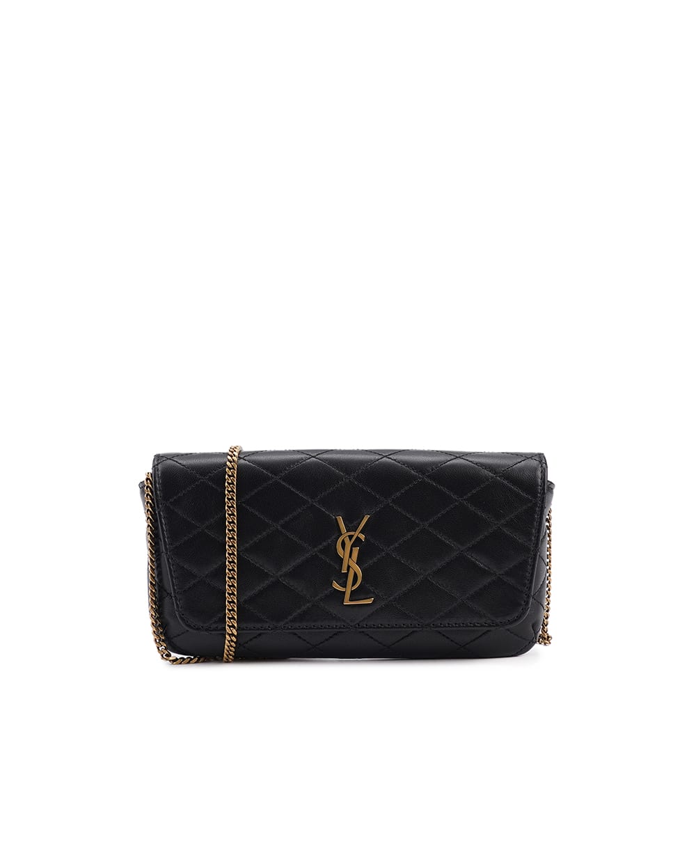 Кожаная сумка Gaby Chain Phone Holder Saint Laurent 754051-1EL07, черный цвет • Купить в интернет-магазине Kameron