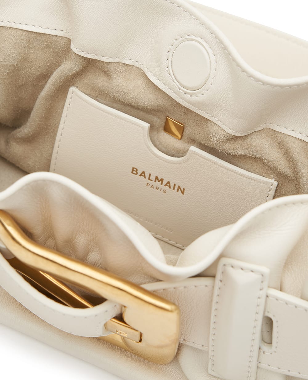 Мини-сумка Anthem из кожи Balmain FN1AE994LVGX, белый цвет • Купить в интернет-магазине Kameron