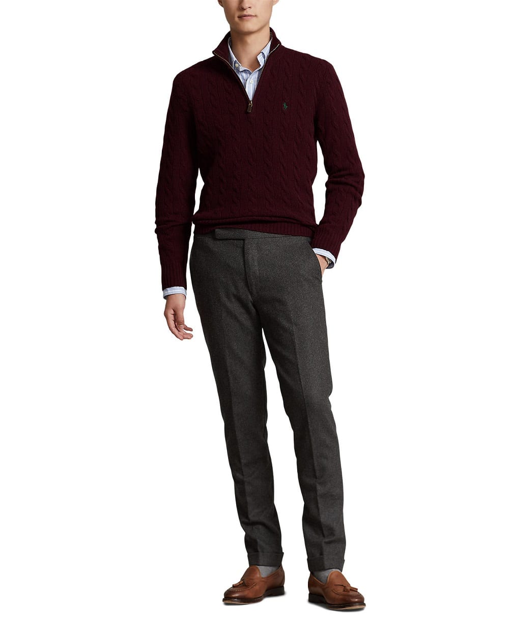 Свитер из шерсти Polo Ralph Lauren 710876766007, бордовый цвет • Купить в интернет-магазине Kameron